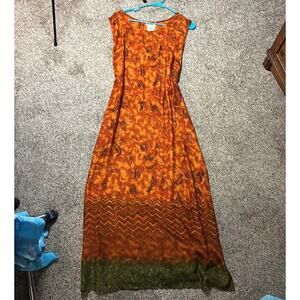 Y2K 90s R&K Orange and Green Hem size 18 Dress